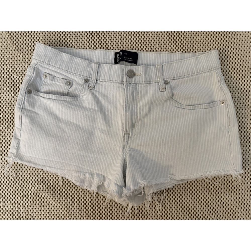 Gap Denim Jean Shorts 3" Women Sz 27r Short Frayed Raw Hem Stretch Shortie Hippy